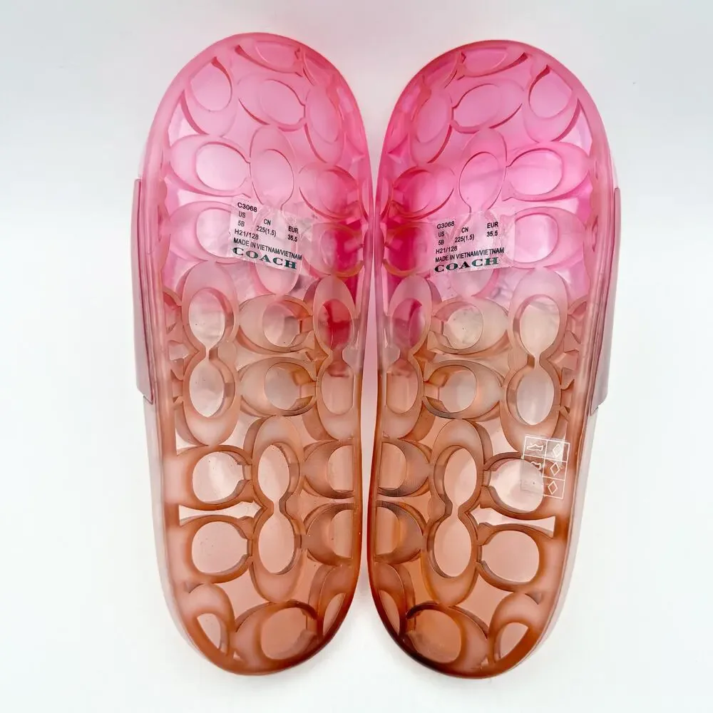 Coach Womens Ulyssa Jelly Slides Sandals Size 5 EU 35.5 Pink EUC
